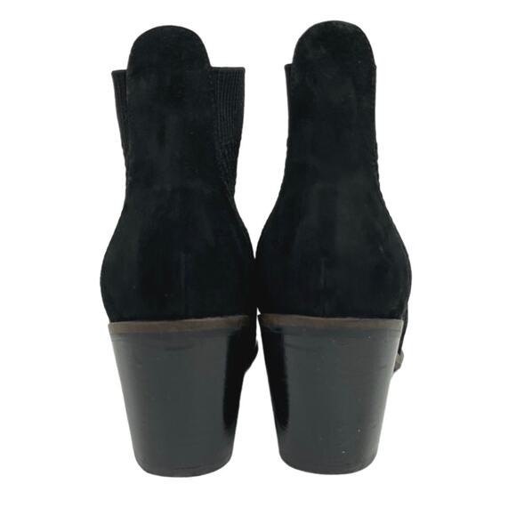 Cole Haan Maggie Black Knit Suede Pointed Toe Block Heel Slip On Ankle Boots 7B - Picture 3 of 6